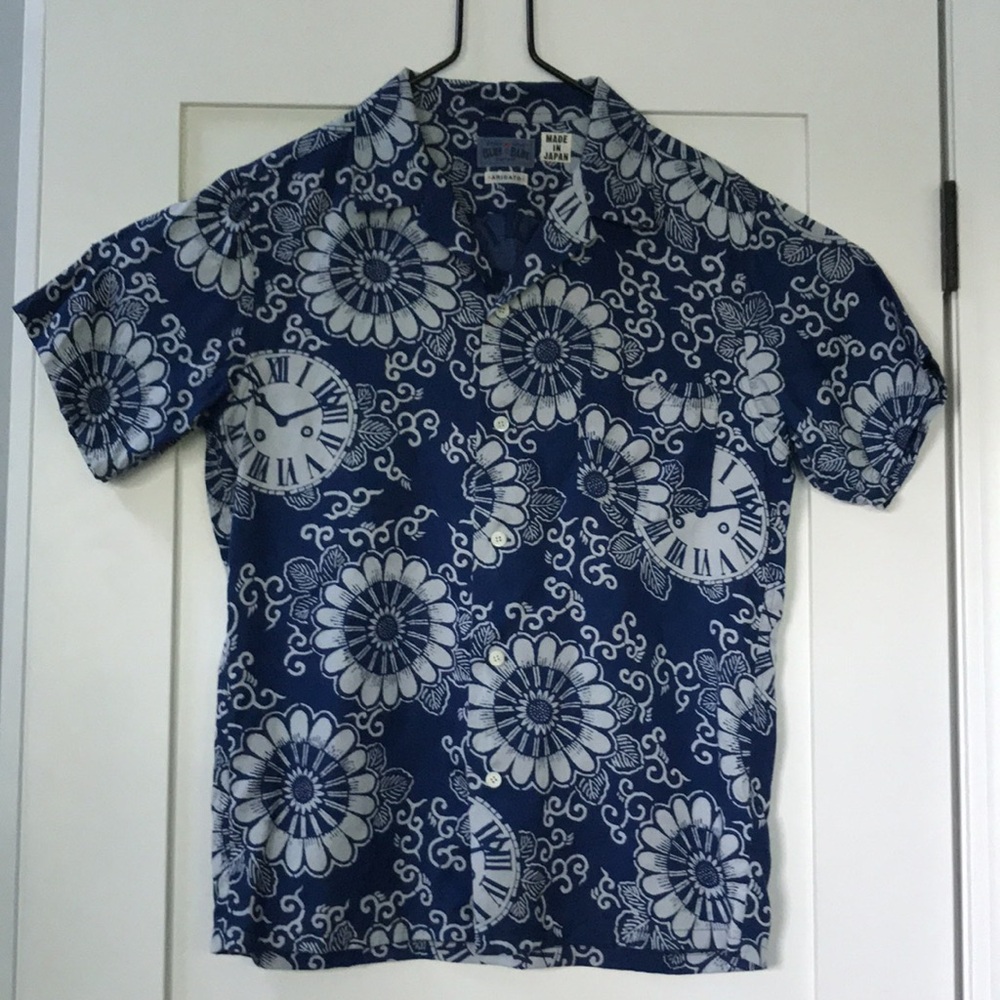 Blue Blue Japan Indigo Casual Short Sleeved Shirt unisex